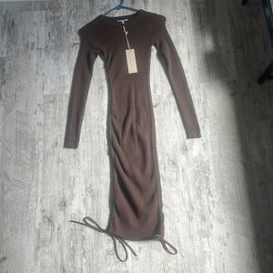 Brown bodycon midi dress